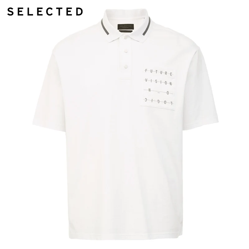 

SELECTED New 100% Cotton Letter Tops Men's Lapel Short-sleeve Poloshirt S|420206562