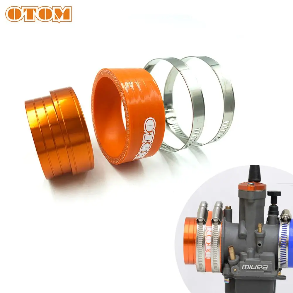 

OTOM Motorcycle Carburetor Intake Manifold Boot FLANGE W/ Clamps Universal CNC Aluminum Air Filter Joint Boot Interface Adapter