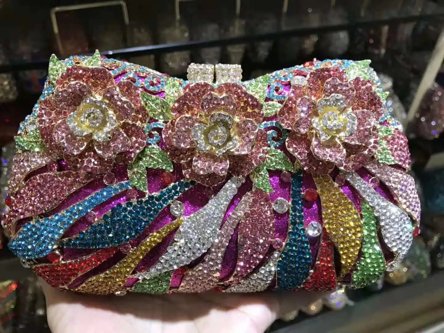 

XIYUAN Women Silver/Pink/Gold/Green Color Crystal Clutch Bag Evening Bags For Wedding Party Prom Diamond Clutches Bags Handbags