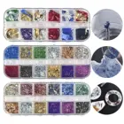 12 ячееккоробка, золотые фольги, сделай сам, кристалл, эпоксидная смола, заполняющая бумагу, лист, блестящий фрагмент, Блестящие Блестки, аксессуары для изготовления ювелирных изделий