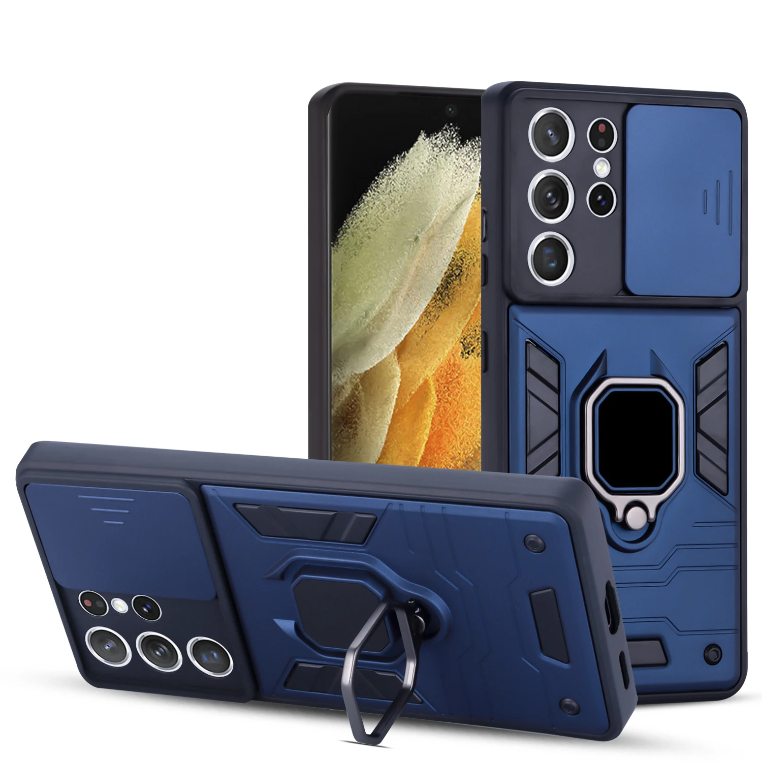 

Fashion Armor Anti Fall Rugged Phone Case For Samsung GalaxyS20 A32 Note 20 A71 S21 A51 A22 Ultra Plus FE 5G 4G Kickstand Cover