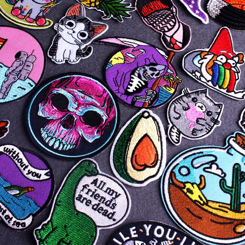 Нашивка с черепом для рукоделия вышитые нашивки одежды значки термоклейкие