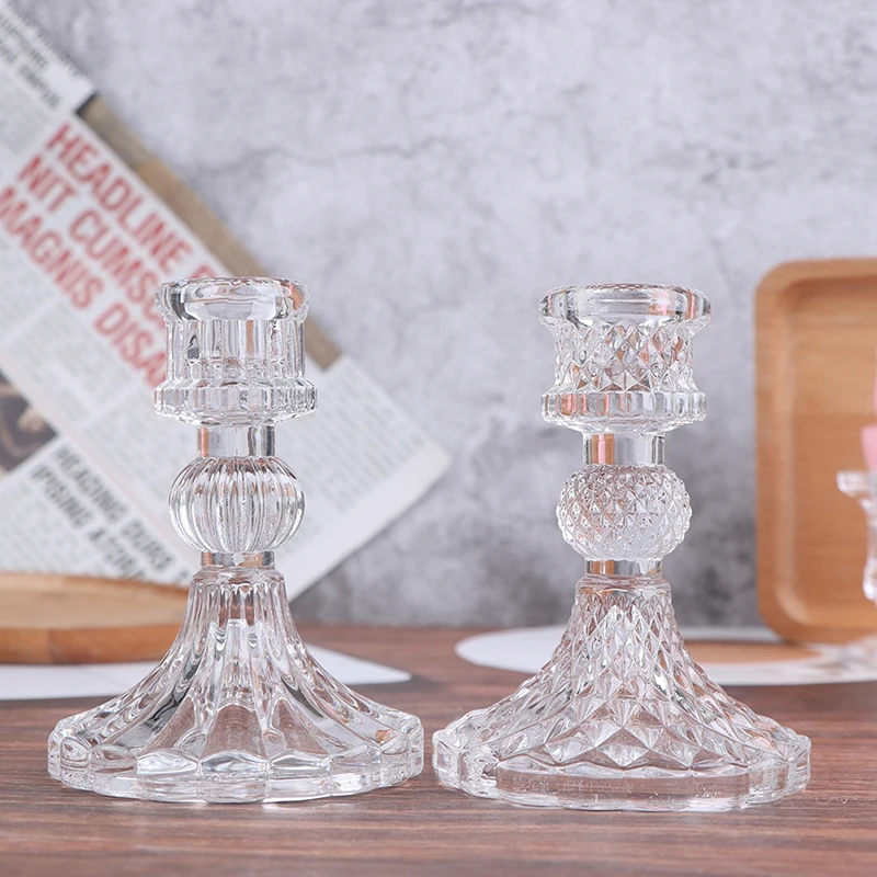 

New 1Pcs Vintage Glass Candlestick Dinner Candle Holder Home Wedding Decorations