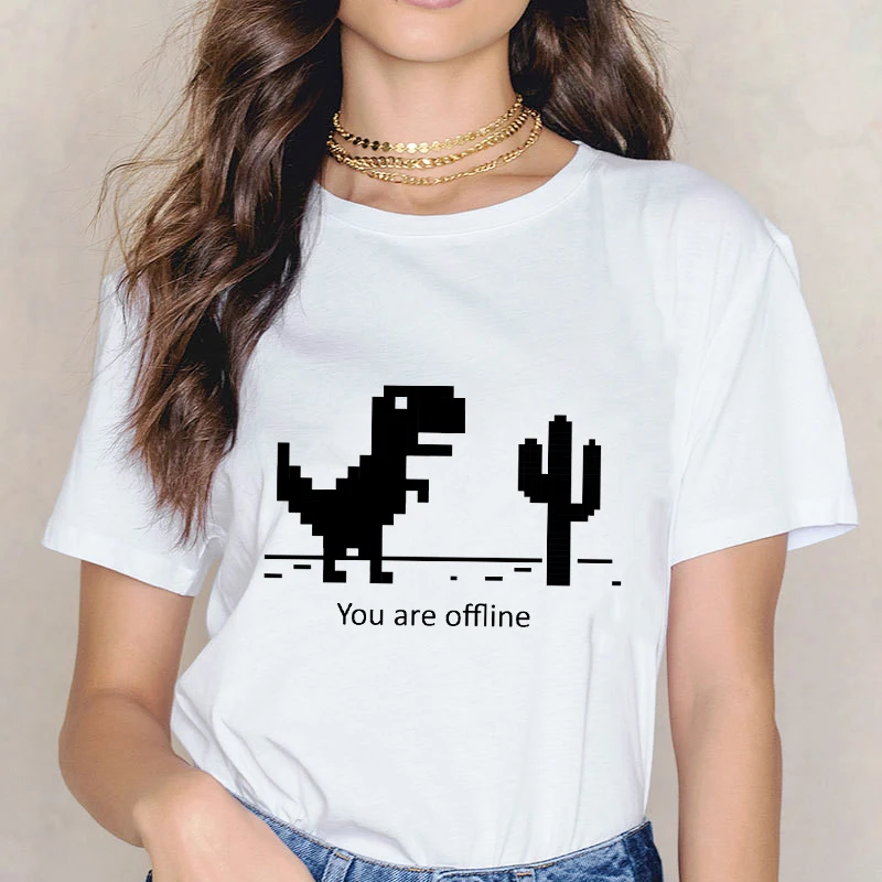 

Dinosaur Print T Shirt Fashion Women T-shirt Summer Casual Tops Female Short Sleeve Tee Shirts Ladies Cute T-shirt Tops