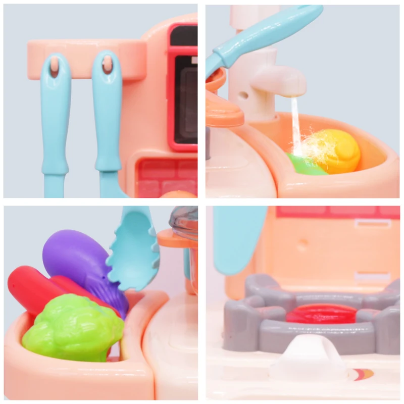 23/26Pcs Kid Kitchen Toy Simulation Spray Water Dinnerware Pretend Play Cooking Table Set Children's Gift |