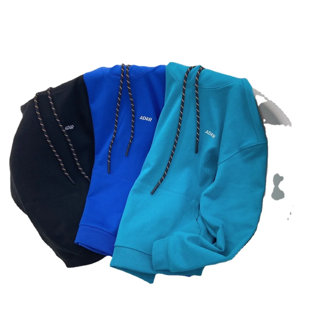 

21 new Korean fashion brand ader letter embroidery hooded solid loose sweater long sleeve UNISEX STYLE