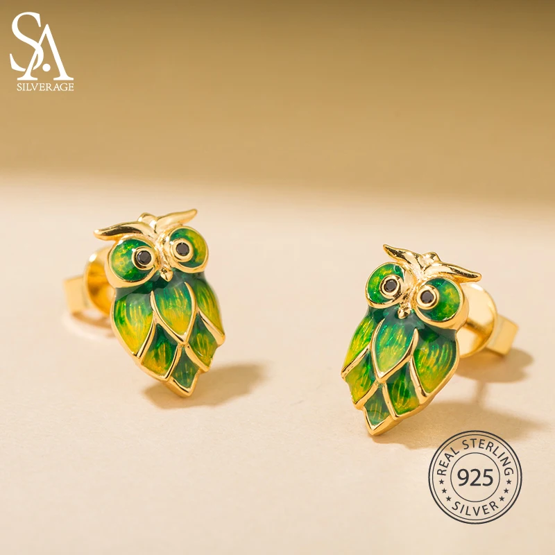 Женские серьги из серебра 2019 пробы в виде совы|Серьги-гвоздики| |