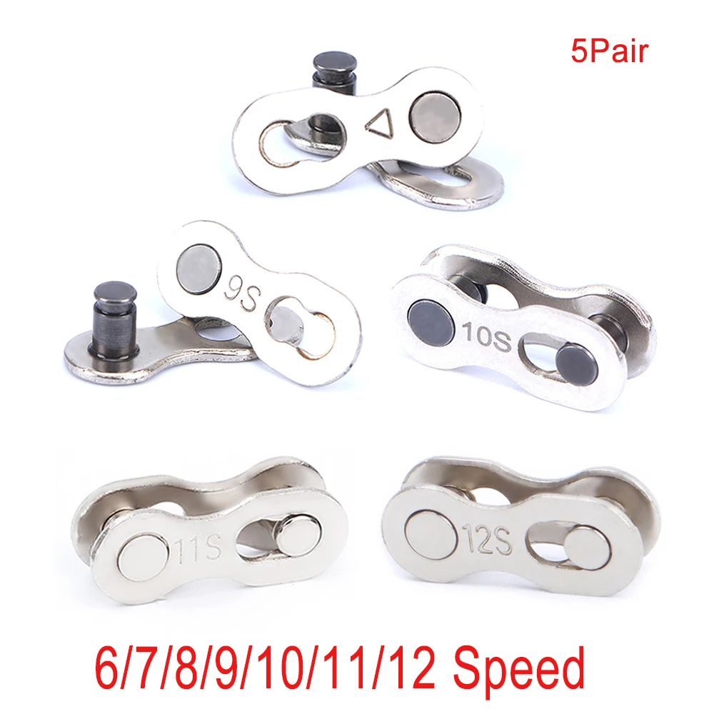 

5 Pair Bike Chain Quick Link Mountain Cyclingl Bicycle Chain Missing Quick Connector Connecting Master for 8 9 10 11 12 speed