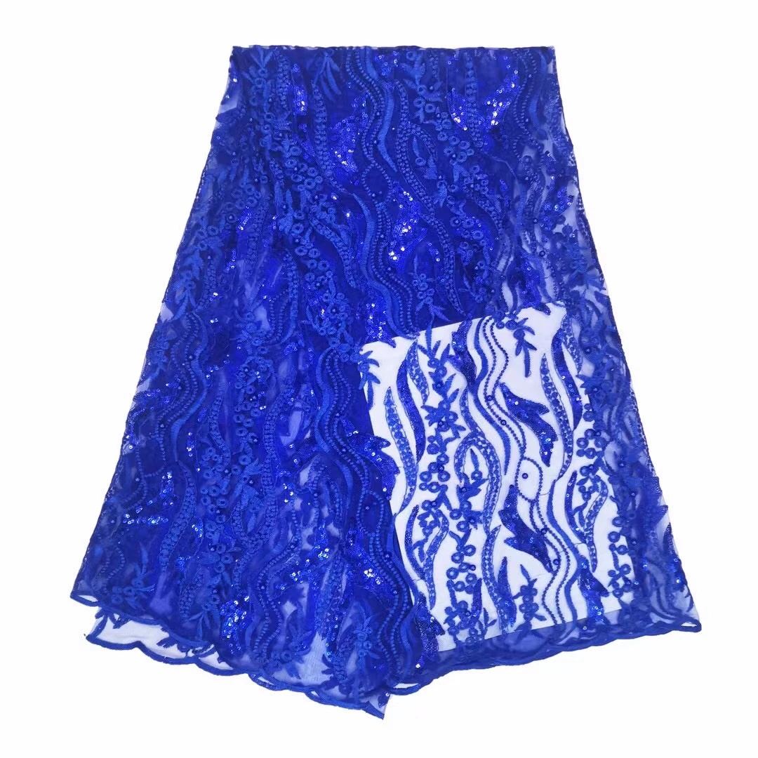 

French Net Lace Fabric With Sequins High Quality Nigerian Lace Fabric African Tulle Net Lace Fabric For Party Sewing KSY21115
