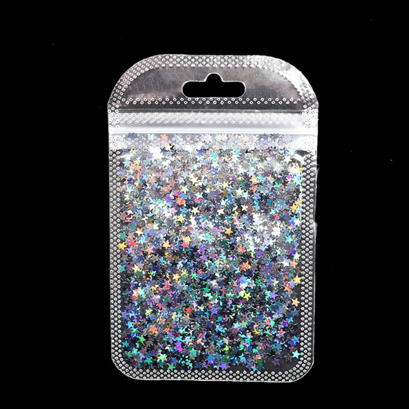 1 пакет из 9 цветов Лазерная мигающая пятиконечная звезда Блестки для ногтей