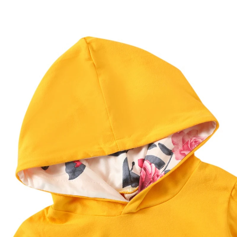 

Baby Girl Clothes Sets 2Pcs Floral Print Casual Long-sleeved Hooded Sweatshirt Trousers Outfits