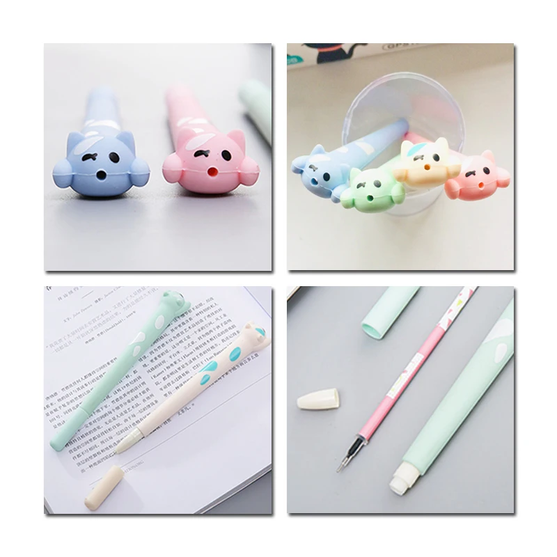 3 шт. гелевые ручки с мультяшным котом канцелярские милые кавайные животные