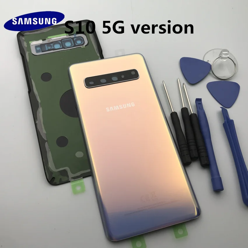 Оригинальное стекло samsung Galaxy S10+ G977 G977F 5G versio задняя крышка батарейного отсека задняя крышка корпуса чехол+ клейкая наклейка+ Инструменты