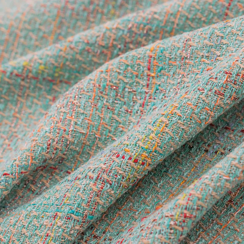 

Lake Green The Color Line Plaid Weaving Tweed Fabric For Coat Tissus Au MÈTre Telas Por Metro Ткань Для Шитья Tela Sewing Tissu