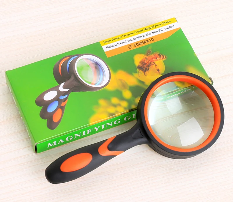 Увеличительное стекло для чтения с резиновой ручкой 8 цветов|Лупы| |