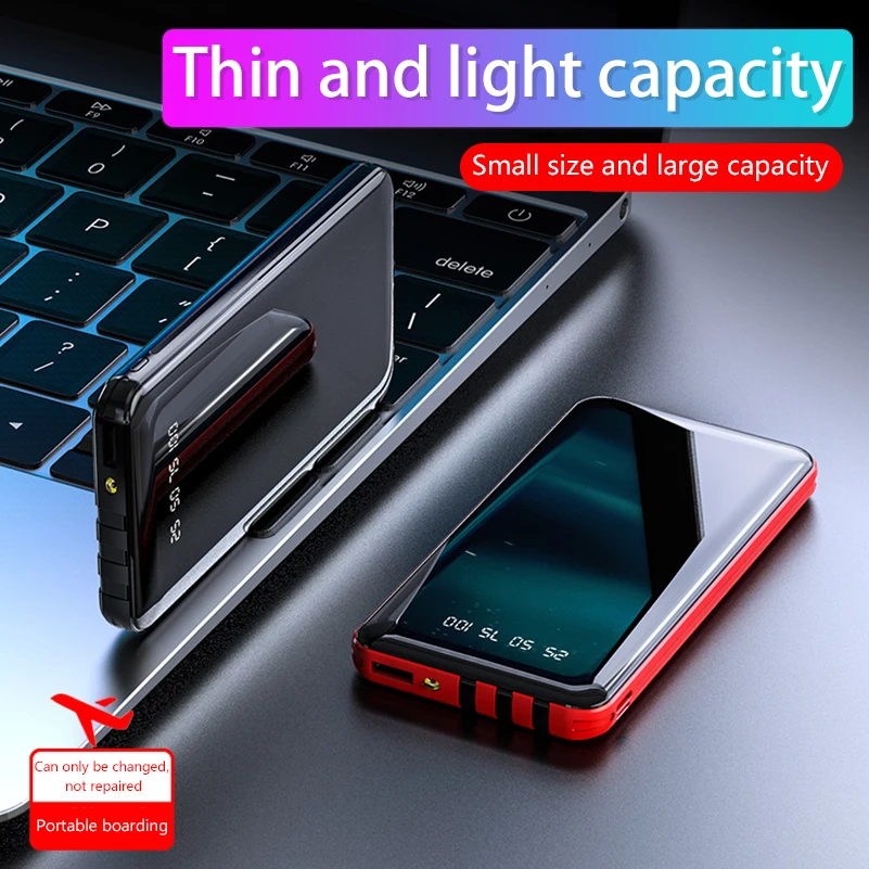 20000 мАч Power Bank для Xiaomi iphone Samsung полное зеркальное экран Портативный быстрое