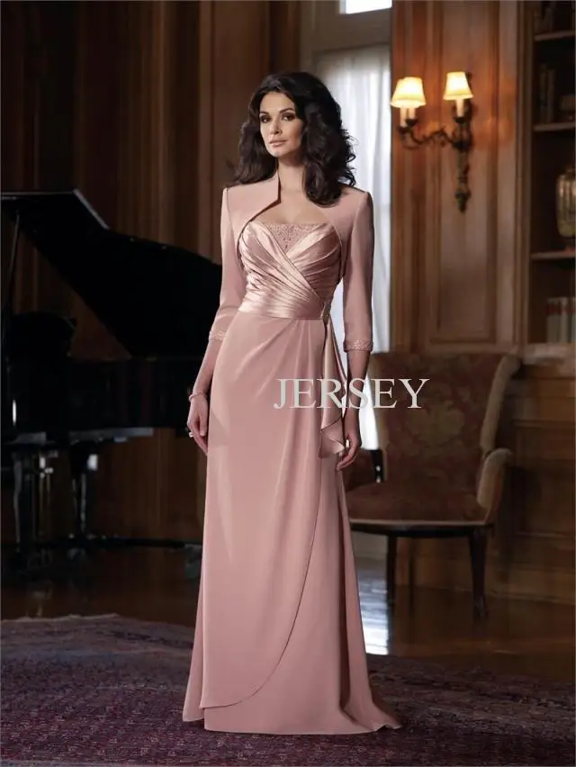 

free shipping 2016 customized Plus size vestidos formales long-sleeve design chiffon Mother of the Bride Dresses with jacket