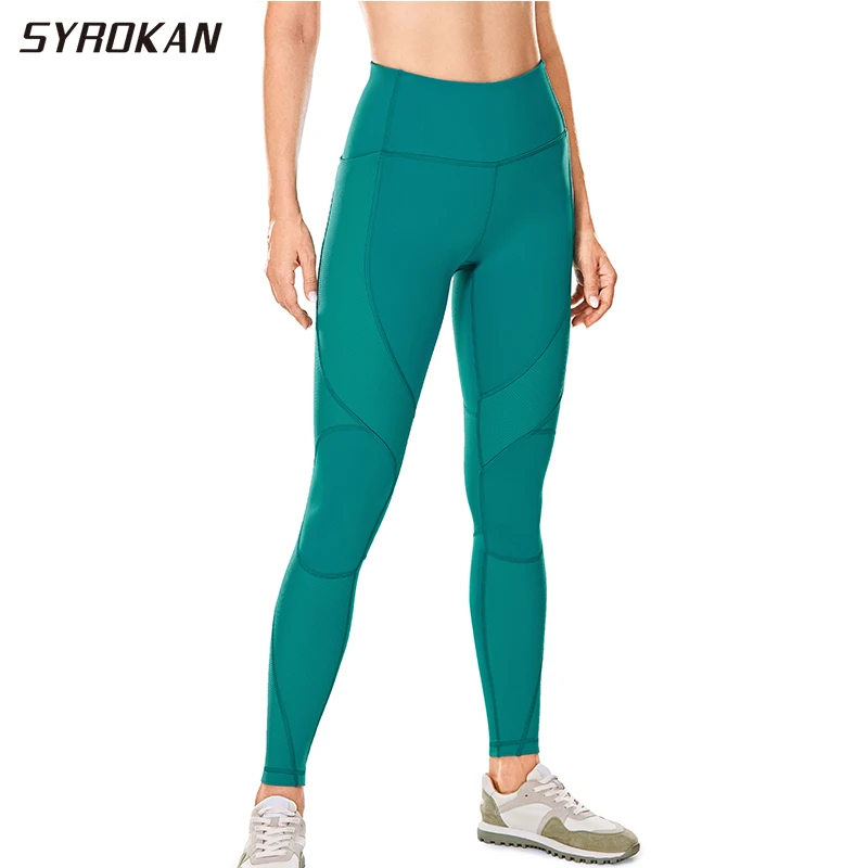 

SYROKAN Patchwork Leggings Sport Women Fitness Skinny Running Tights Waisted Yoga Pants Gym Workout Naked Feeling -25 Inch