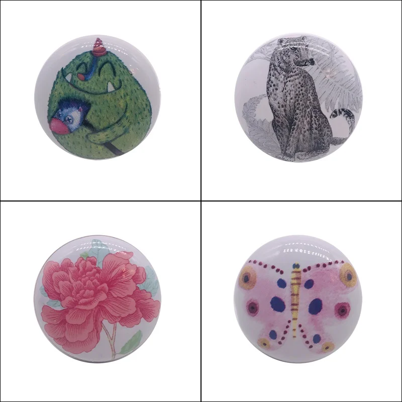 1x Керамическая ручная роспись мультфильм животных дверь детской комнаты ручки и