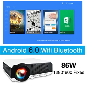 Алстон светодиодный 86/86W светодиодный проектор 4500 люмен двойной Hi-Fi колонки опционально Android6.0 Wi-Fi Поддержка bluetooth 1080P Beamer