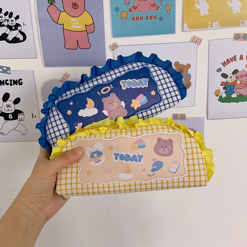 Милые Носки с рисунком медведя из мультика плотной ткани в шотландскую клетку