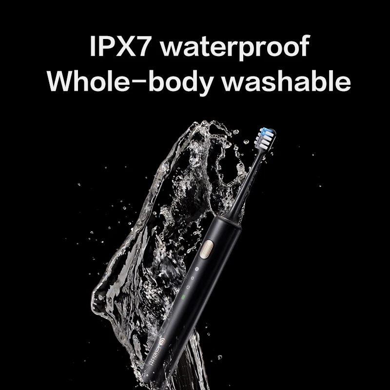 Ультразвуковая электрическая зубная щетка Xiaomi Youpin черная Водонепроницаемая с 3