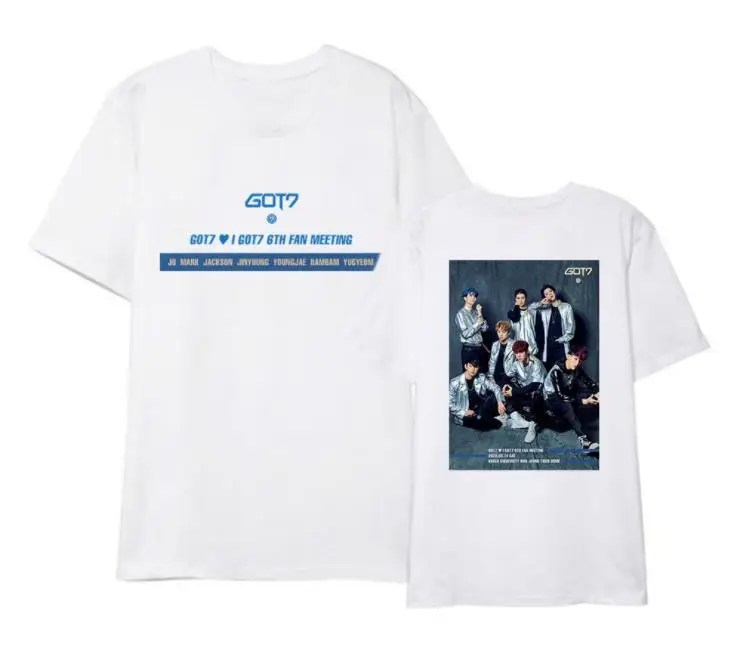 

Got7 6 years fans meeting all member name/photo printing t shirt kpop fashion unisex o neck short sleeve t-shirt