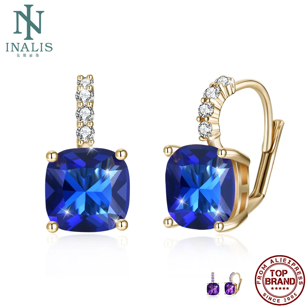 INALIS цвета шампань позолоченные серьги гвоздики для женщин 5A с прозрачным