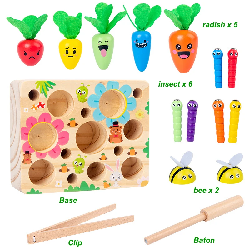 

Набор игрушек Монтессори для раннего развития, деревянная развивающая игрушка в форме моркови, подходящий размер, подарок для ребенка, 5 мод...