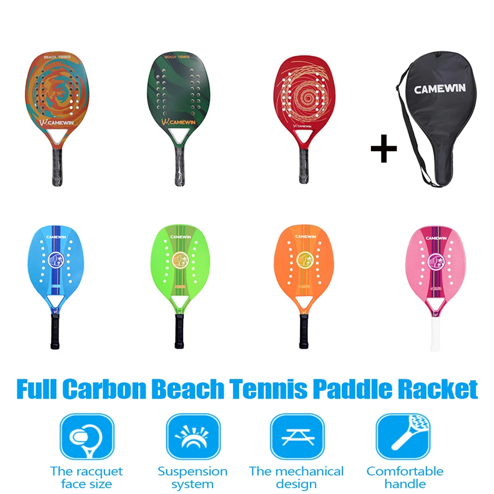 

CAMEWIN Professional Beach Tennis Racket Carbon Fiber Soft EVA Face Tennis Raqueta With Bag Sports Supply Professional Padel