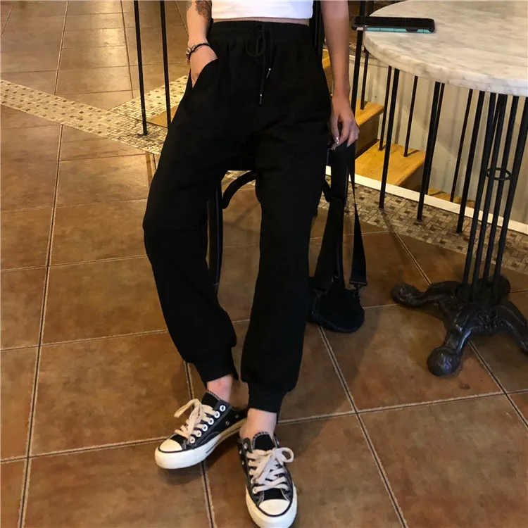 

White High-Waist Sports Casual Beam Feet Harem Pants Women's Autumn Wide Leg Loose Slim Straight Pants