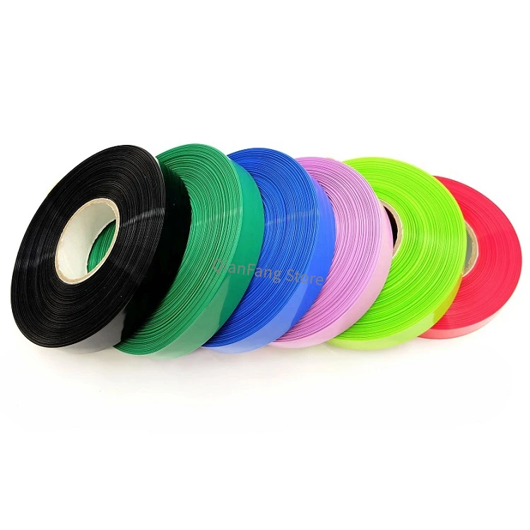 Термоусадочная трубка из ПВХ ширина 35 мм синяя многоцветная усадочная для кабеля