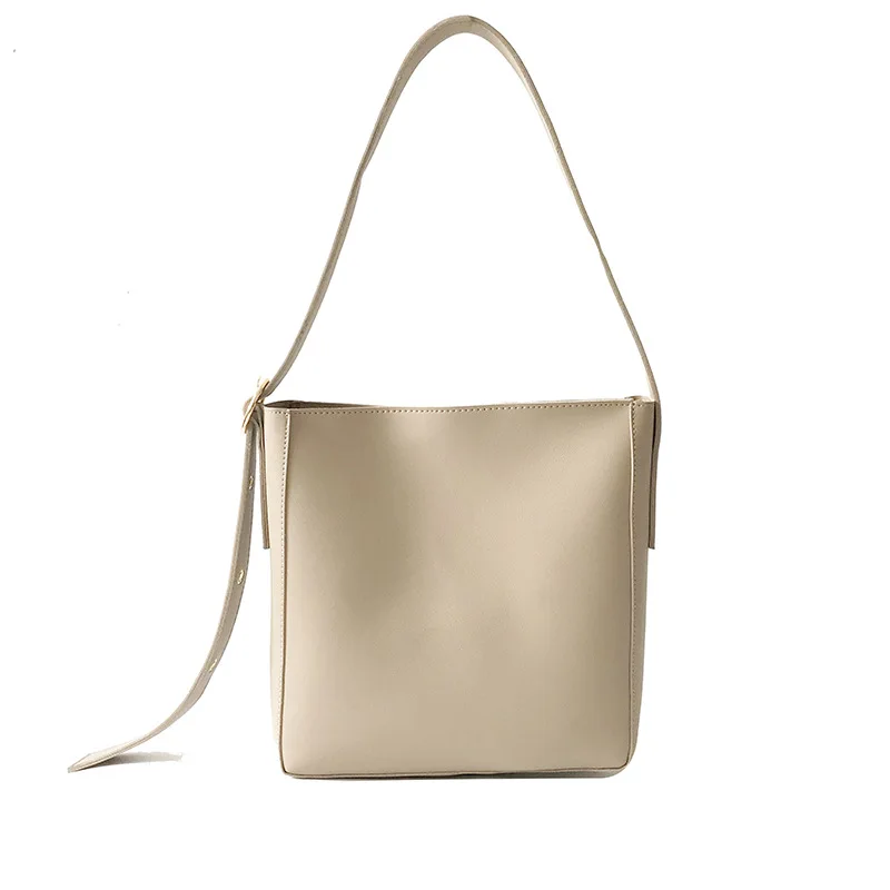 

Fashion Pu Leather Composite Bags For Ladies Casual Solid Large Capacity Bucket Bags For Women Simple Vintage Messenger Bags New