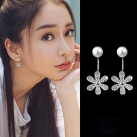 bohemia fashion design flower pearl stud earring 2021 baroque style charm women aaa zircon earring charm women wedding jewelry