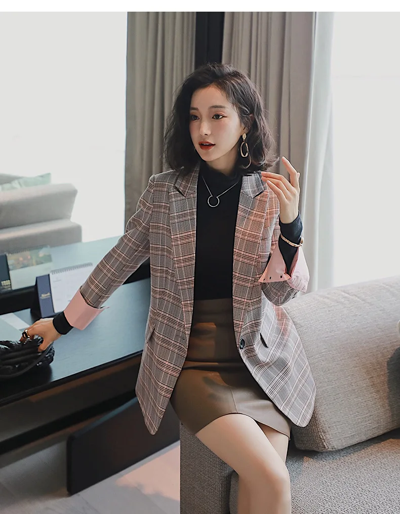 

Vintage Single Breasted Plaid Women Blazer Pockets Jackets Autumn Retro Suits Coat Feminino Blazers Outerwear High Quality 2020
