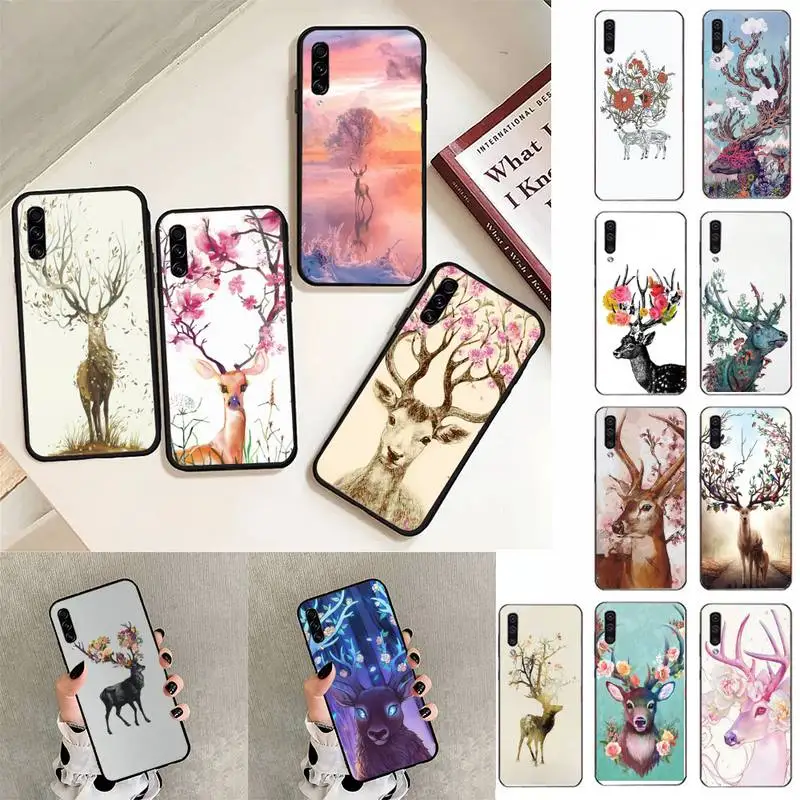 

TOPLBPCS Deer flowers painting Phone Case For Samsung Galaxy A30 A20 S20 A50S A30S A71 A10S A6 plus Fundas Coque