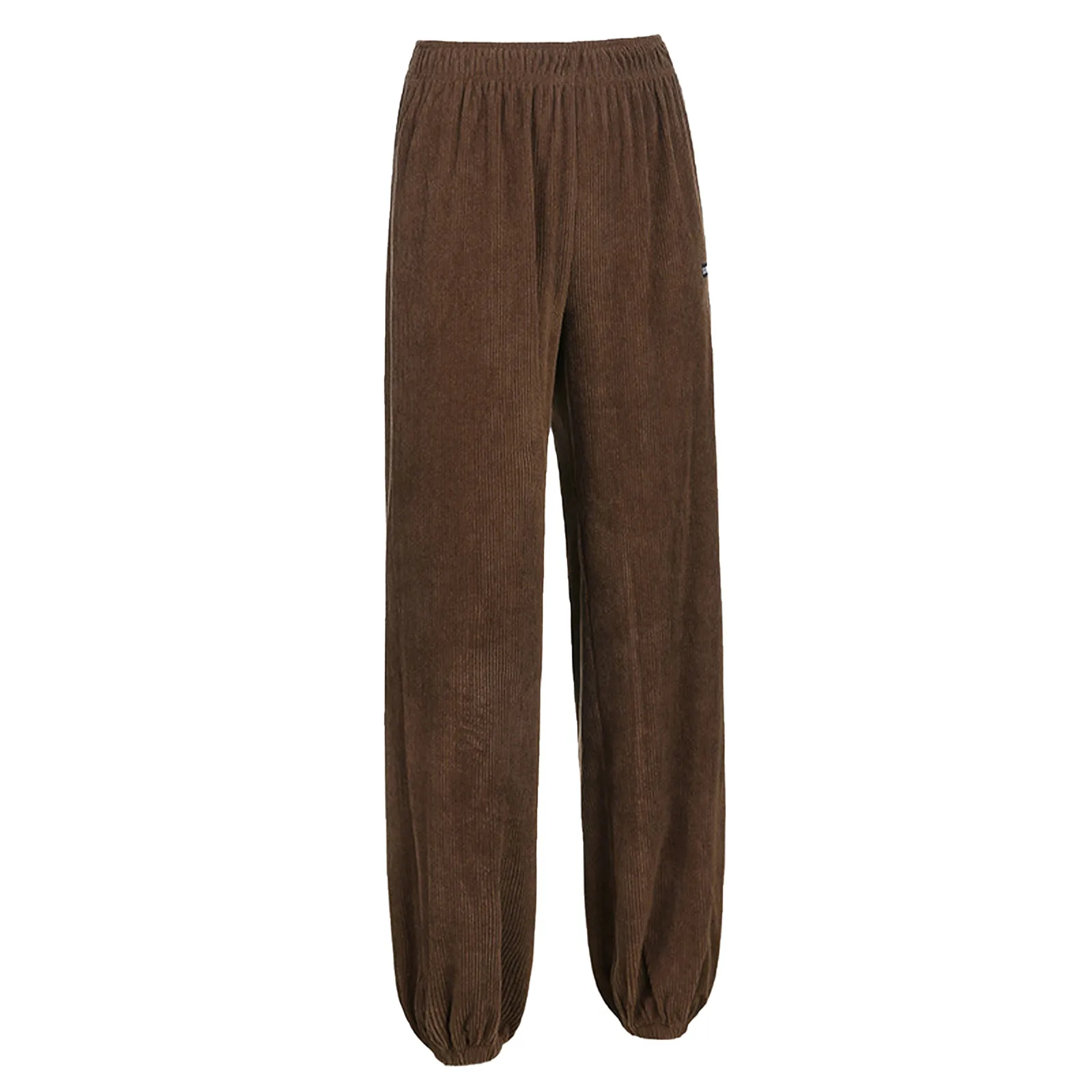 

Women's Solid Color Pants Mid Waist Elastic Belt Straight Woman Pants Casual Loose Trousers Streetwear Khaki Harem Pants