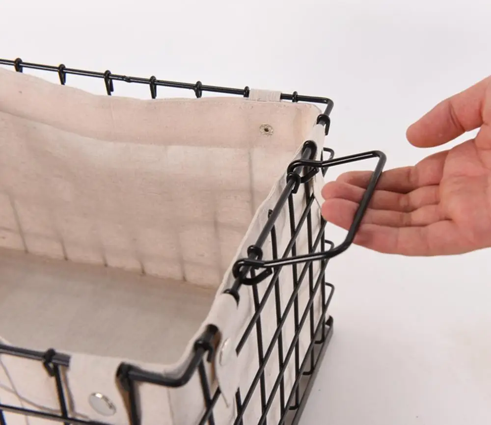 

Decorative 3 Piece Canvas Lined Brushed Copper Wire Basket Set for Storage and Organization