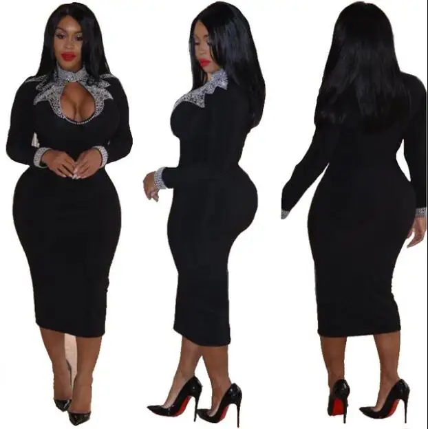 Женское летнее черное Бандажное облегающее кружевное вечернее сексуальное