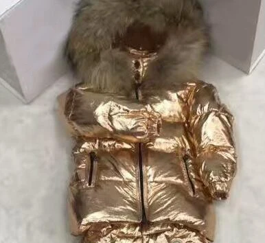 as picture Г., зимняя куртка детский пуховый костюм верхняя одежда для детей лыжный костюм пуховик для мальчиков и девочек+ штаны, лыжный костюм с капюшоном и натуральным мехом парка - Цвет: as picture