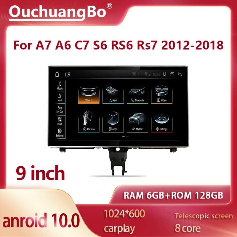 Автомагнитола ouchuangbo Магнитола 9 дюймов для A6 C7 A7 S6 S7 RS6 RS7 2012 2018 мультимедиа carplay GPS
