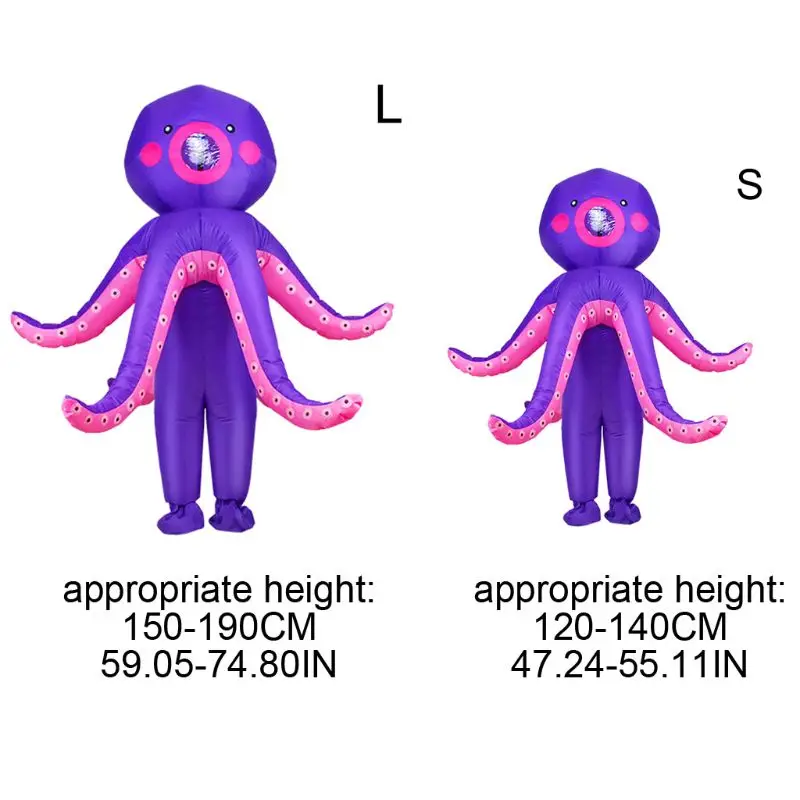 Надувной костюм осьминога Забавный наряд для взрослых одежда Хэллоуина|Надувные