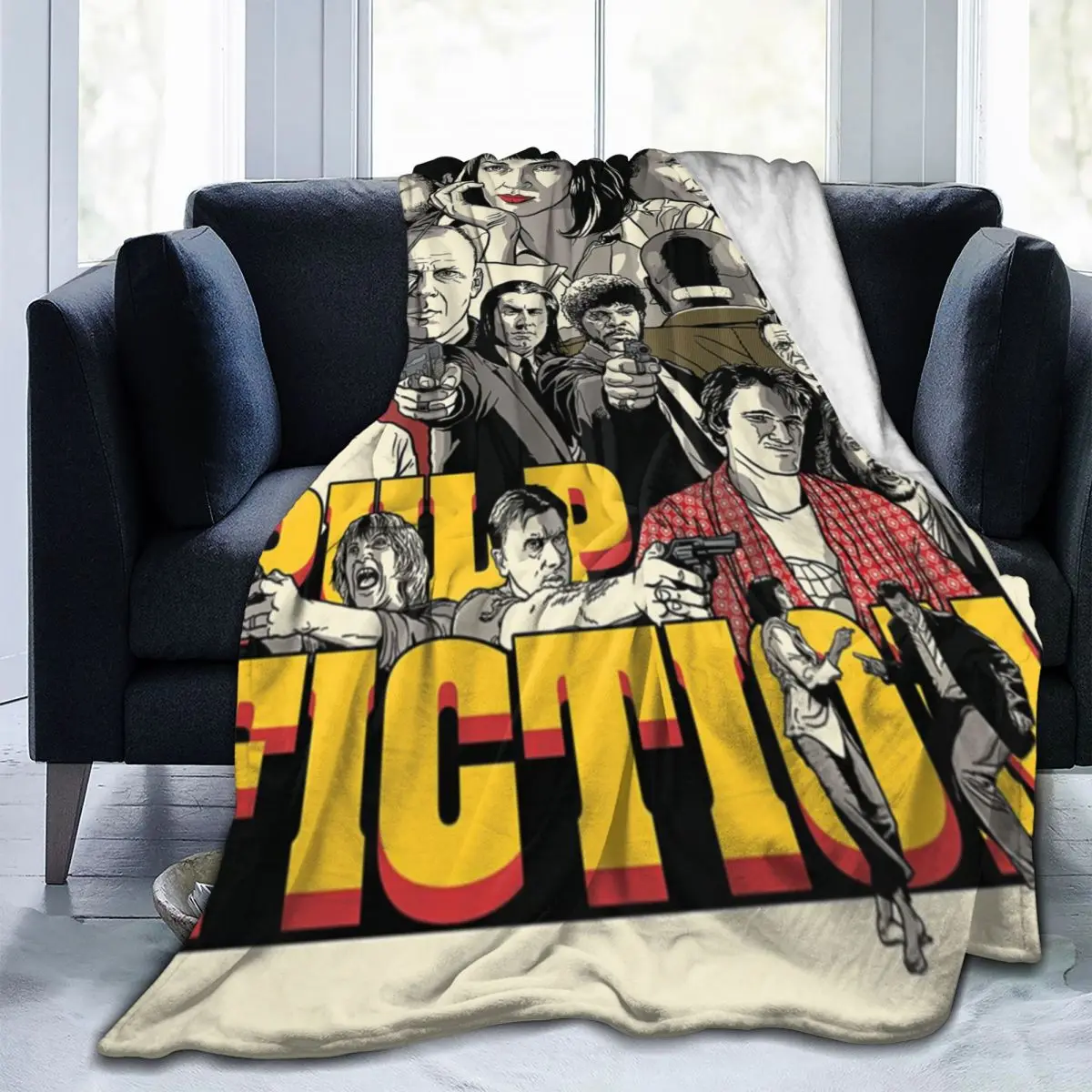 

Vintage Film Poster Pulp Fiction Throw Blanket For Room Decor Cozy Soft Micro Fibre Throw Blankets Gifts For Christmas