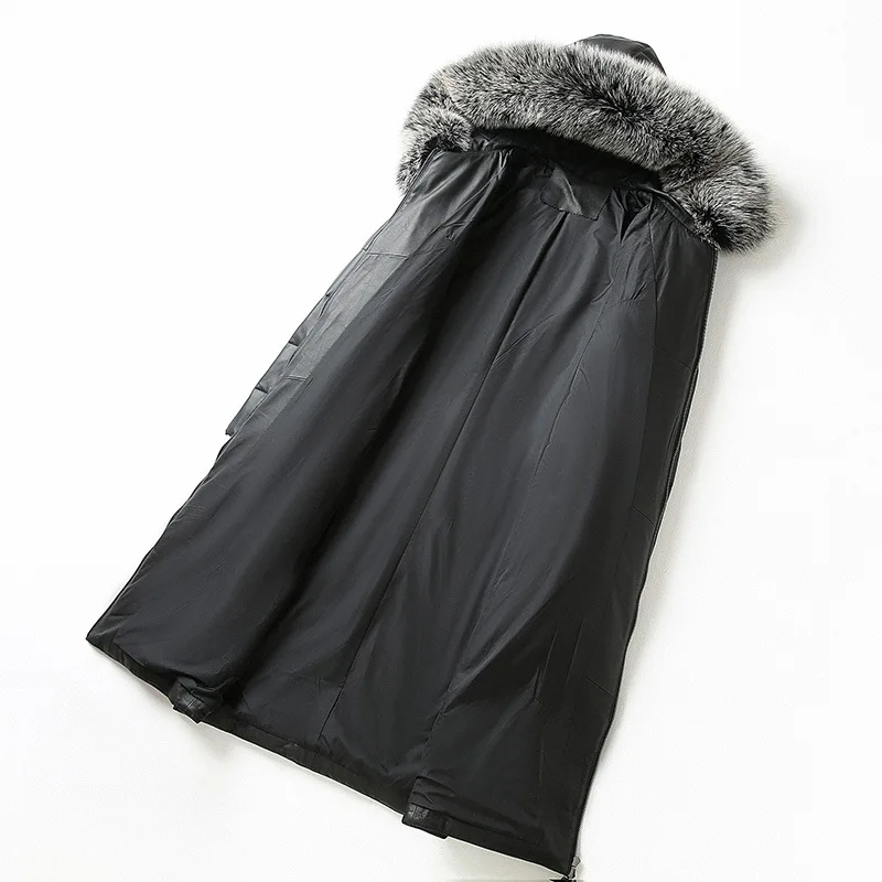 

Women Winter Genuine Leather Jacket Fox Fur Hooded Long Sheepskin Coat Duck Down Jackets Chaquetas Mujer 2020 Zxl572 Kj3388
