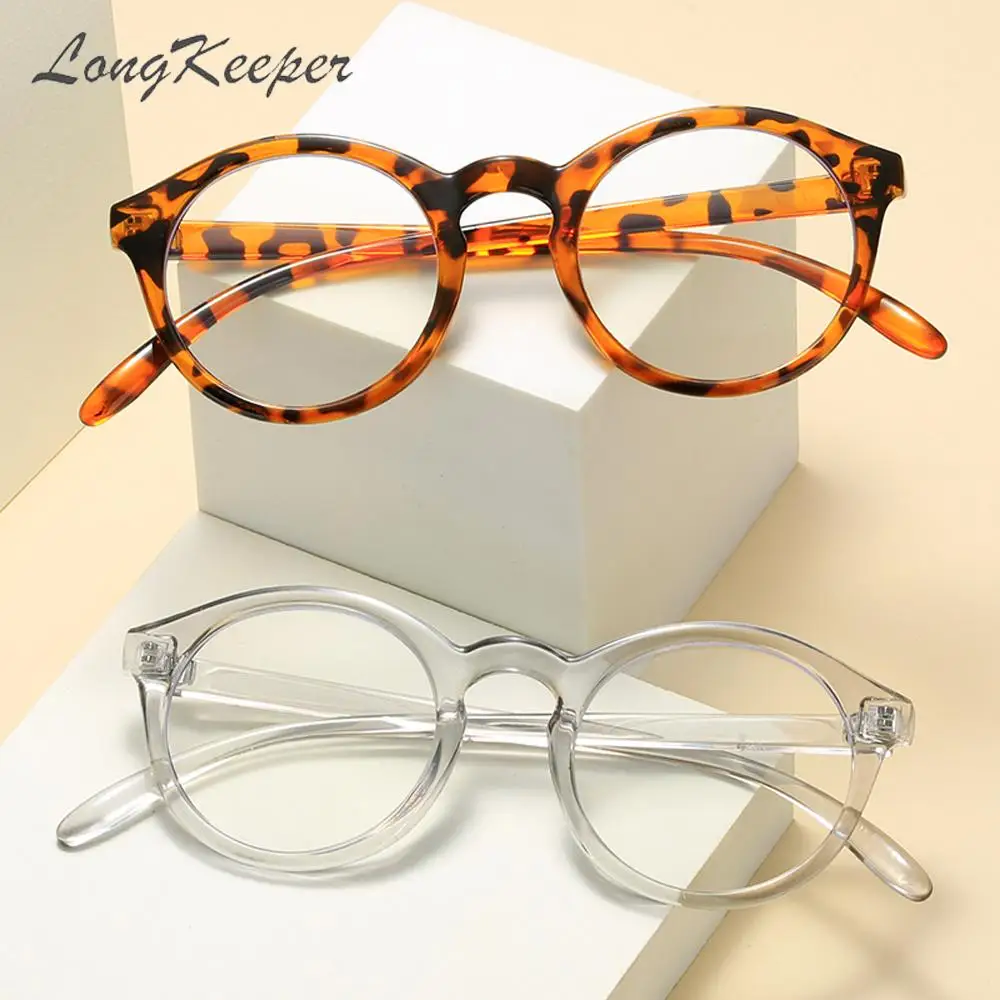 

LongKeeper Unisex Round Anti Blue Light Blocking Glasses Men Women Plain Glasses Frame UV Protection Optical Eyewear