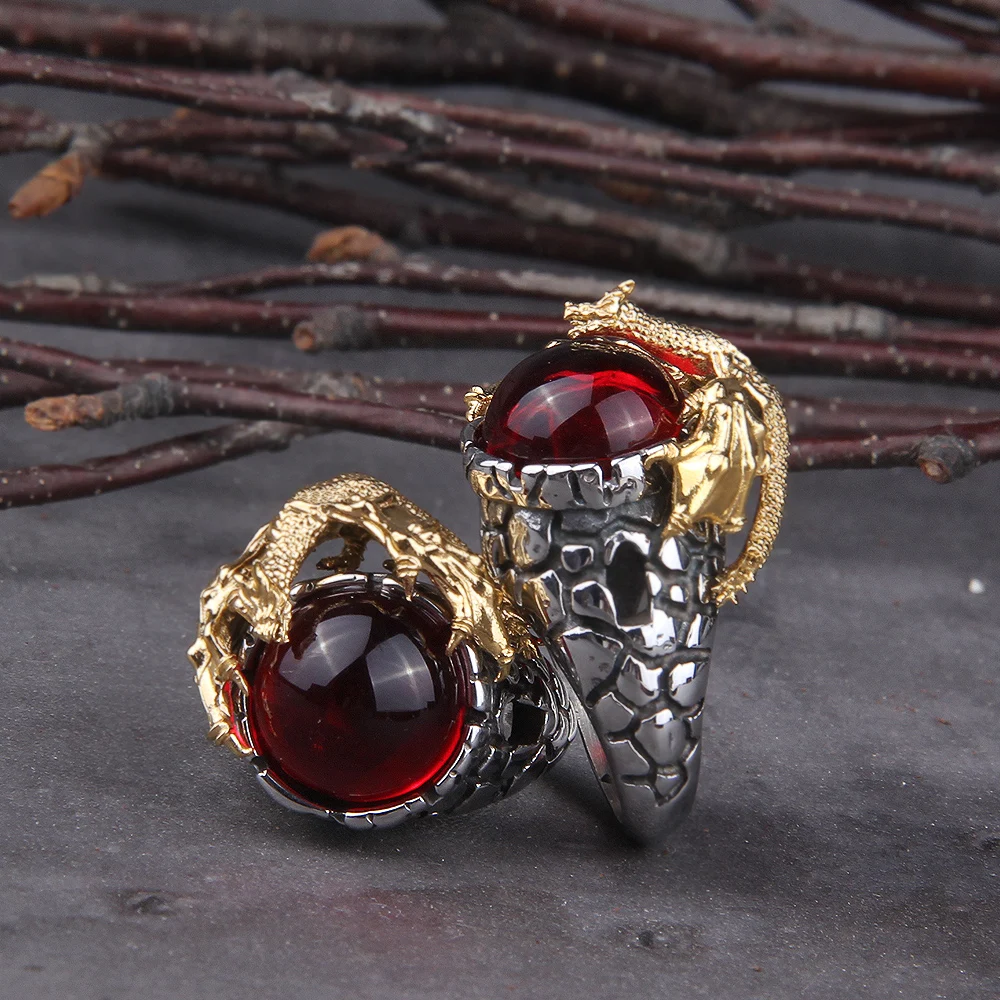

Viking Style Stainless Steel Huge Ouroboros Snake Ring for Men Male Fashion Jewelry and a cotton chain as gift with wooden box