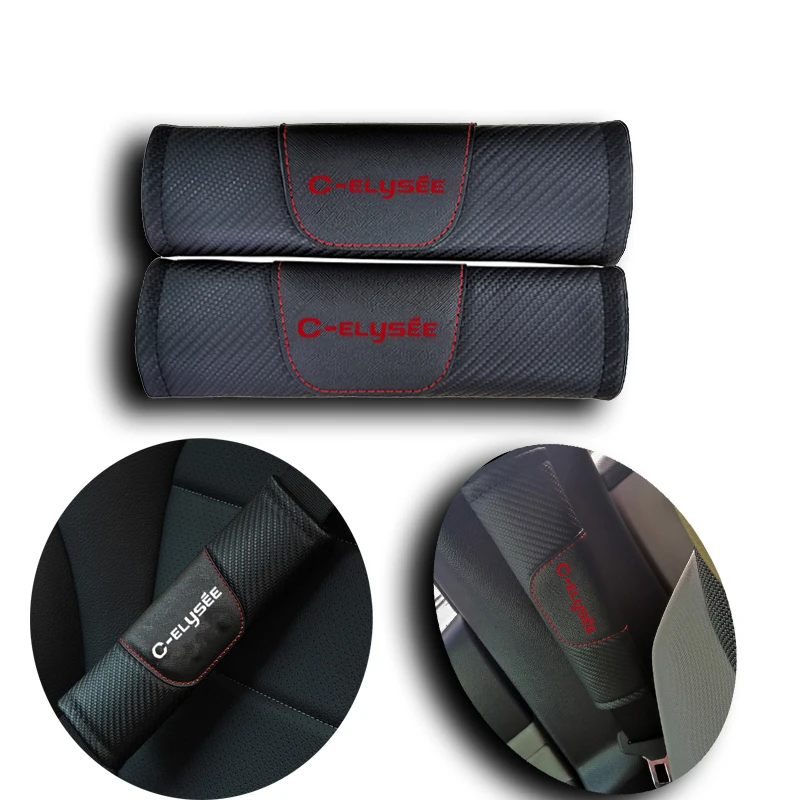 

Для Citroen C-elysee, Модный комплект из 2 предметов, из углеродного волокна Накладка для ремня безопасности автомобиля ремня автокресла высокого к...