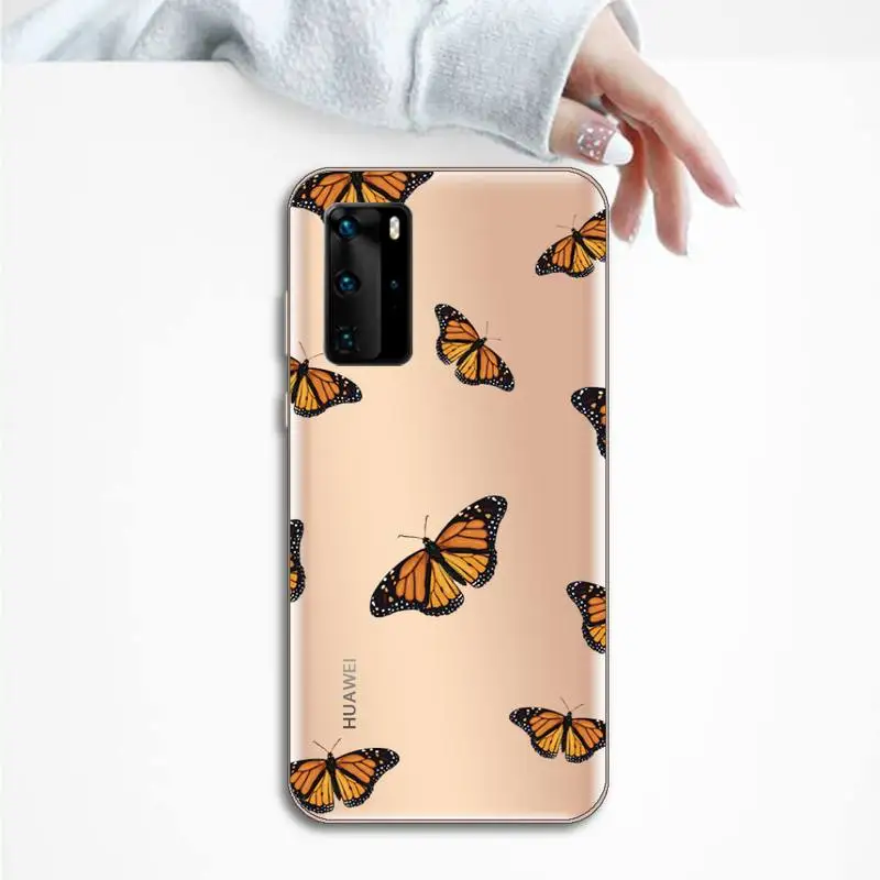 

butterfly fly art design pattern luxury Phone Case funda Transparent for Huawei P honor 8 10i 20 30 40 smart 2019