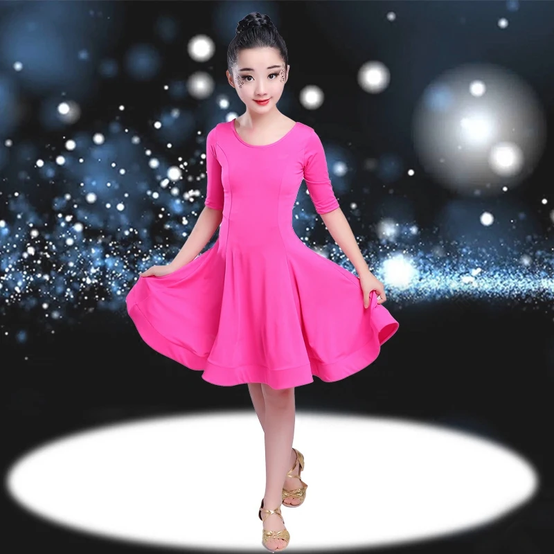 rose mid sleeve Карнавальная джазовая танцевальная одежда для девочек, костюм, Детские современные костюмы для латинских танцев, вечерние платья для танцев, детское платье для танцев, одежда для девочек - Цвет: rose mid sleeve