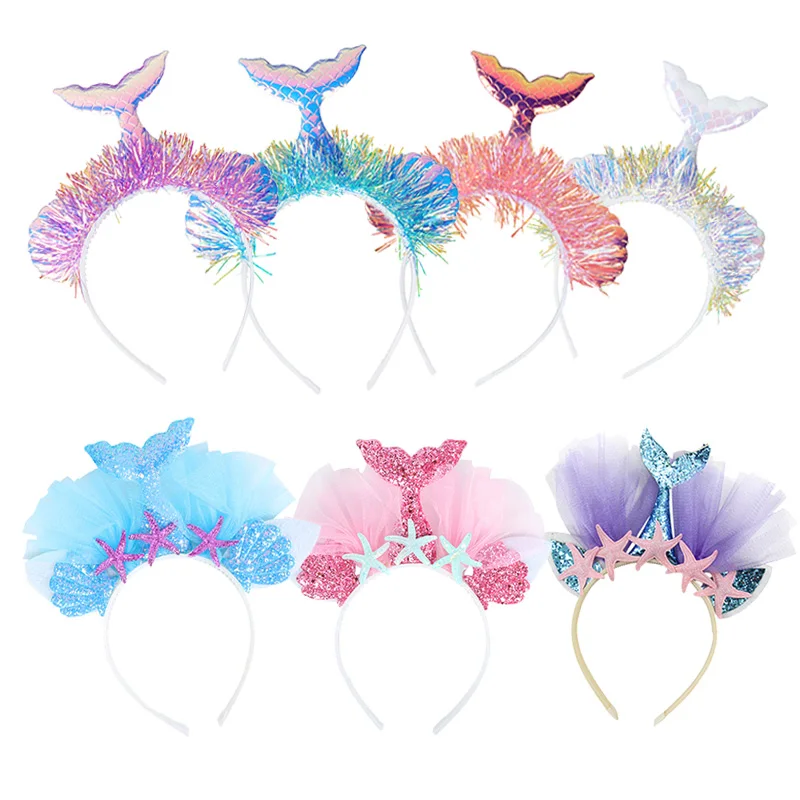 

Cartoon Unicorn Flower Cat Ears Hairbands For Girls Birthday Party Headband Children Hair Accessories Mermaid Party Hair Hoop